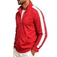 thumbnail image 2 of Men's Trendy Color Block Side Stripe Track Jacket Windbreaker, Stand Collar Lightweight Full Zip Long Sleeve Coat for Gym Jogging Streetwear Travel Golf, 2 of 6