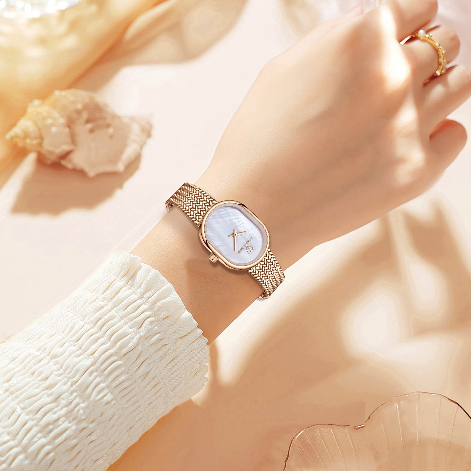 Elegant Watches for Women Oval Minimalist Dial Stainless Steel Band Woman Watch,3ATM Water Resistant, Perfect Gift for Women