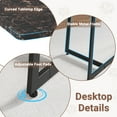 thumbnail image 4 of PORKISS Dining Room Set for 6, Modern Dining Table Set for 6 with Faux Marble Table, 4 Leather Chairs and 1 Cushion Bench, Metal Frame, Black + Brown, 4 of 14