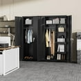 thumbnail image 2 of SUNCROWN Metal Storage Cabinet with Locking Doors, 72" Tall Storage Wardrobe with Lock and Hanging Rod, Steel Storage Locker Closet with 4 Shelves for Home Office, Garage, Black, 2 of 9