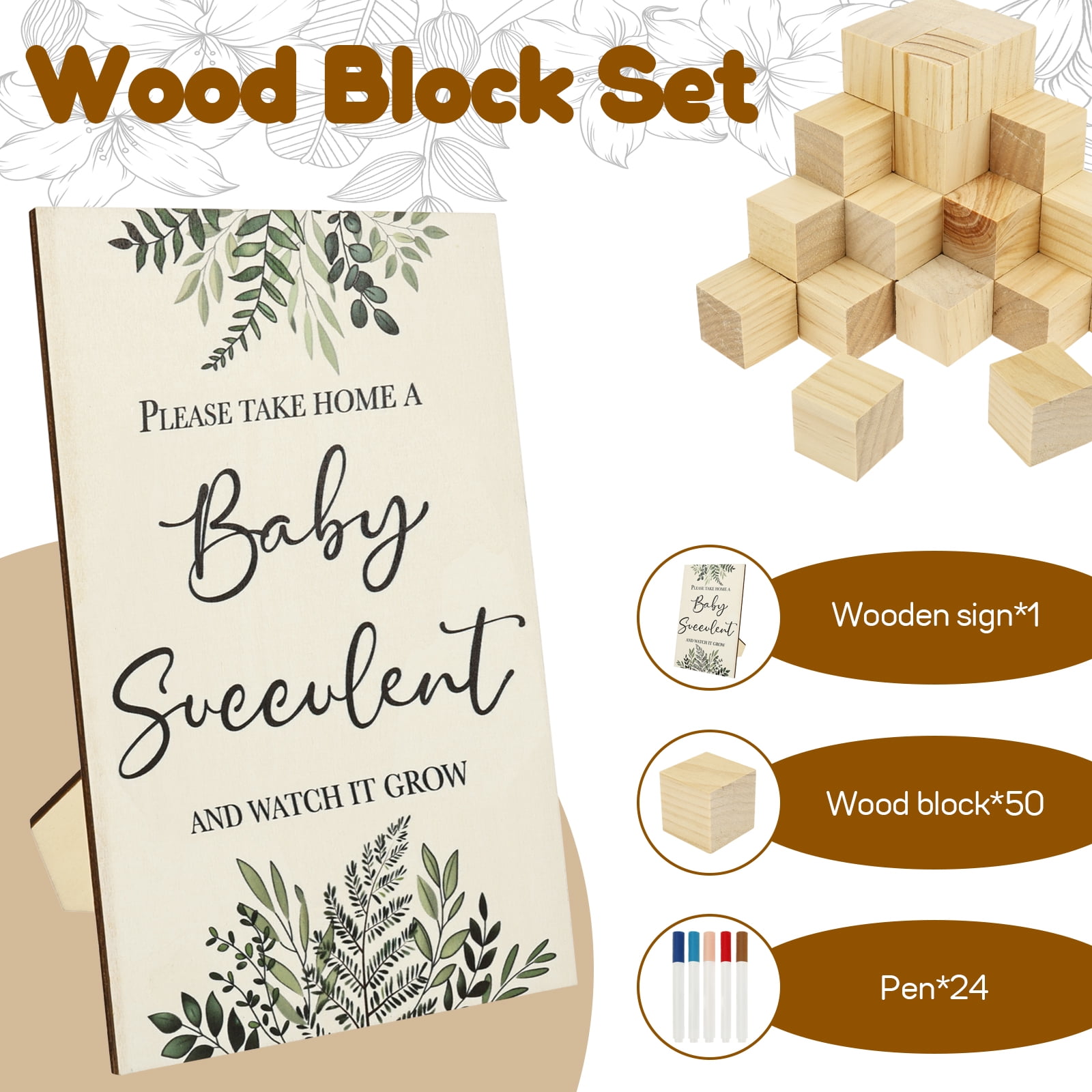75 Pcs Baby Shower Games Sign Kit Unique Baby Shower Blocks to Decorate Game Kit with 50 Blocks 24 Markers and 1 Sign for Boy and Girl Party