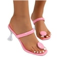 thumbnail image 4 of PU Leather Open Square Toe Thong Sandals Round Decor Outdoor Stiletto Sandals Women's Fashion Casual Spring And Summer Beach Versatile Solid Color Square Toe Clip-Toe High Heels, 4 of 9