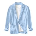 thumbnail image 2 of Men's Casual Fashion Jacket, Solid Color Long Sleeve Design with Pockets for Everyday Wear and Urban Style,Light Blue,L, 2 of 6
