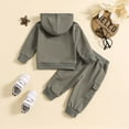 thumbnail image 4 of Baby Clothes 3-6 Months Boy Baby Boy Outfit Sets Toddler Baby Boy Clothes Long Sleeve Hooded Pullover Sweatshirt + Boys Cargo Joggers Pants 2Pcs Outfits Set Grey 12-18 Months, 4 of 9