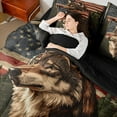 thumbnail image 5 of Homewish Wildlife Wolf Adult Bedding Comforter Set 7pcs, 3D Jungle Animal Queen Bedding Sets, Western Countryside Reversible Queen Sheet Sets, Microfiber Bedroom Decor, 5 of 8