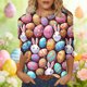 thumbnail image 2 of Camisetas de Pascua para Mujeres Casual Suelto Cuello Redondo Tres Cuartos de Manga Suéter, 2 of 6