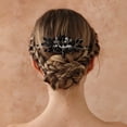 thumbnail image 7 of Miallo Black Bridal Hair Comb for Wedding, Decorative Leafy Branch Crystal Headpiece, Modern Rhinestone Hair Comb for Bridesmaids and Prom, 7 of 7