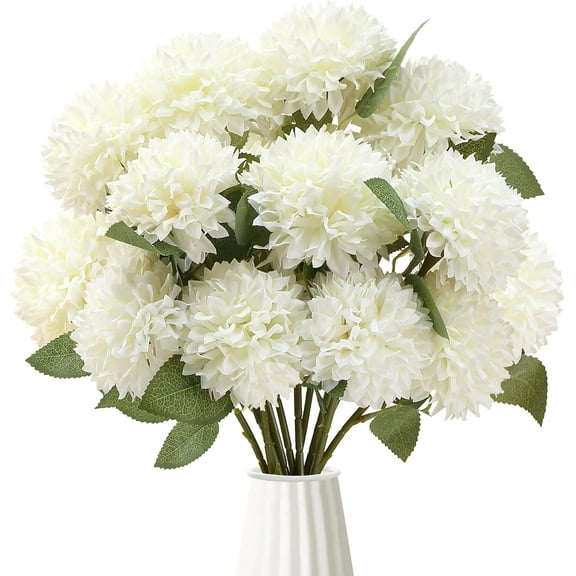 White Chrysanthemum Ball  Artificial Flowers Large Artificial Hydrangeas Silk Flowers for Home Decor Indoor Wedding Flowers Bouquets Faux Flowers Kitchen Centepiece Table Decorations