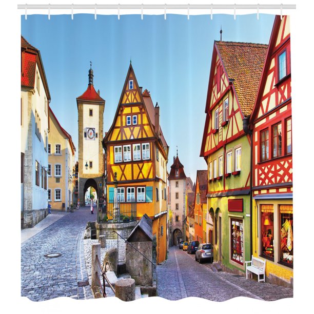 German Shower Curtain, Rothenburg ob der Tauber Bavaria Germany Famous