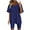 Blue, variant on JWZUY Womens Plus Size Pajamas Set Crewneck Short Sleeve 2 Pieces Outfit Top Bottom Sleep Wear Solid Plain Lounge Wear Orange XL