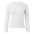 thumbnail image 4 of Mesh Top Women Women's Long Sleeve Neck Sheer Blouse See Through Floral Lace Tops White S, 4 of 6