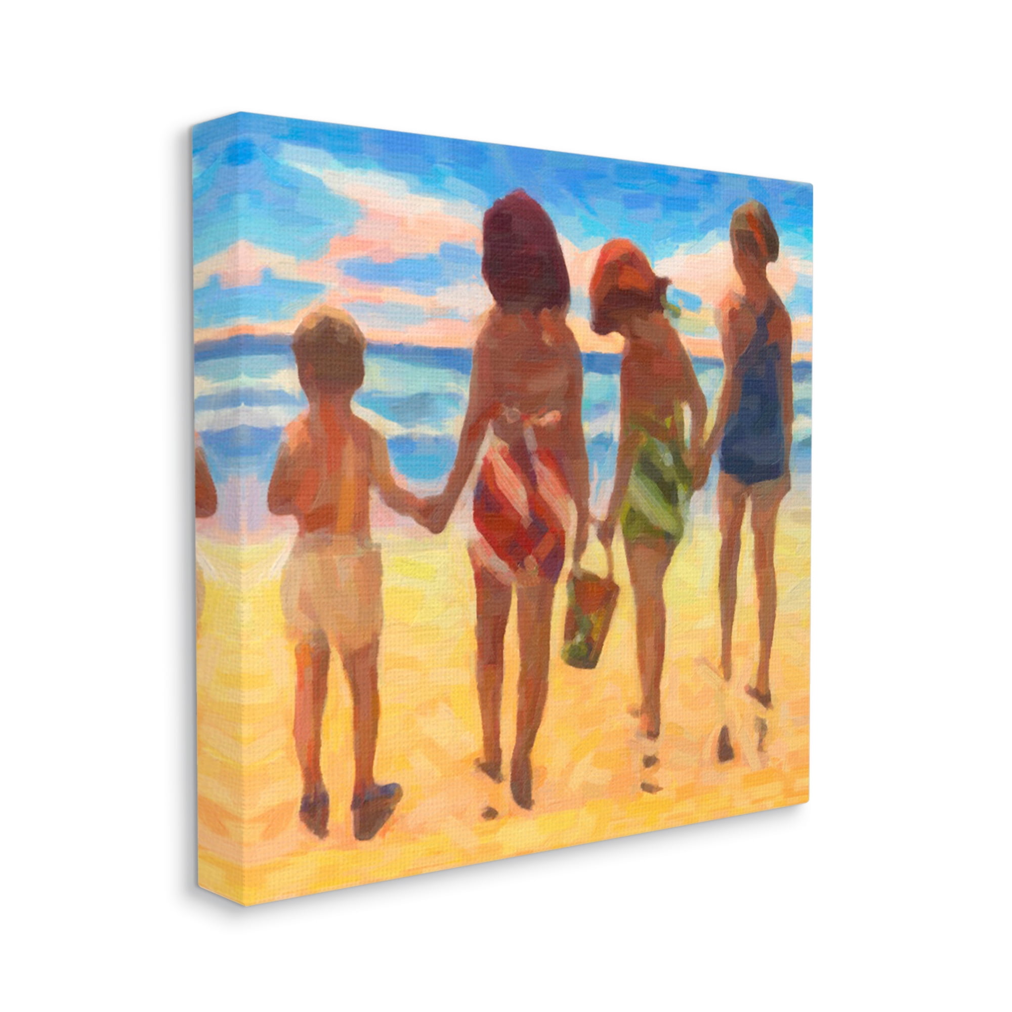 Stupell Industries Family Beach Vacation Nature Painting Gallery Wrapped Canvas Print Wall Art, 24 x 24