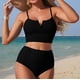 thumbnail image 1 of Conjuntos de bikini para mujer, bikinis de cintura alta con cuello en V y cordón ajustable, traje de baño fruncido, conjunto dividido, traje de baño de dos piezas para mujer, traje de baño de 2 piezas, 1 of 4