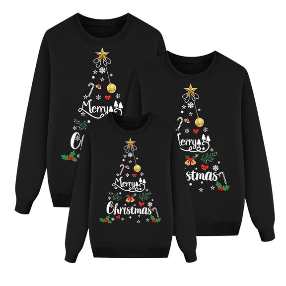 Fgnfyis Matching Family Christmas Sweatshirts Printed O Neck -lined Long Sleeve Pullover Sweatshirt Holiday Tops