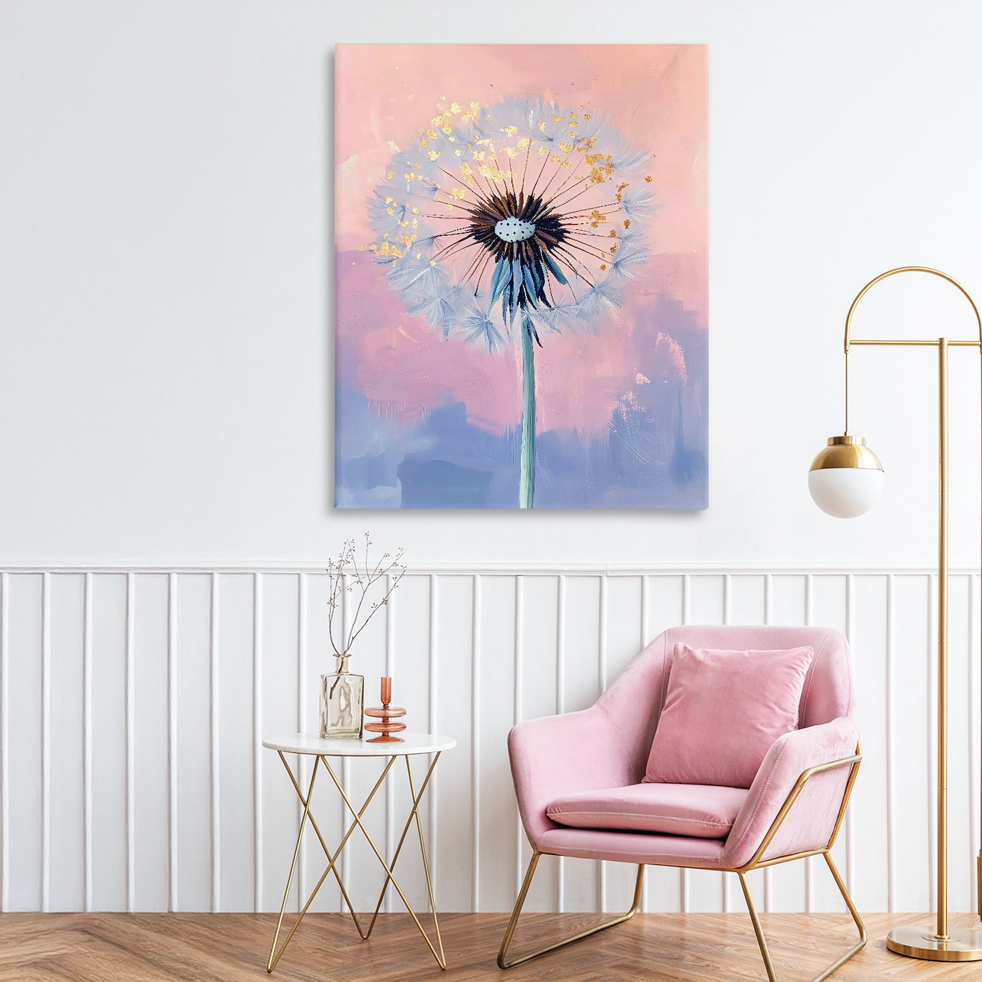 Stupell Industries Pastel Dandelion with Gold Seeds Canvas Wall Art, design by The Prints Vibe