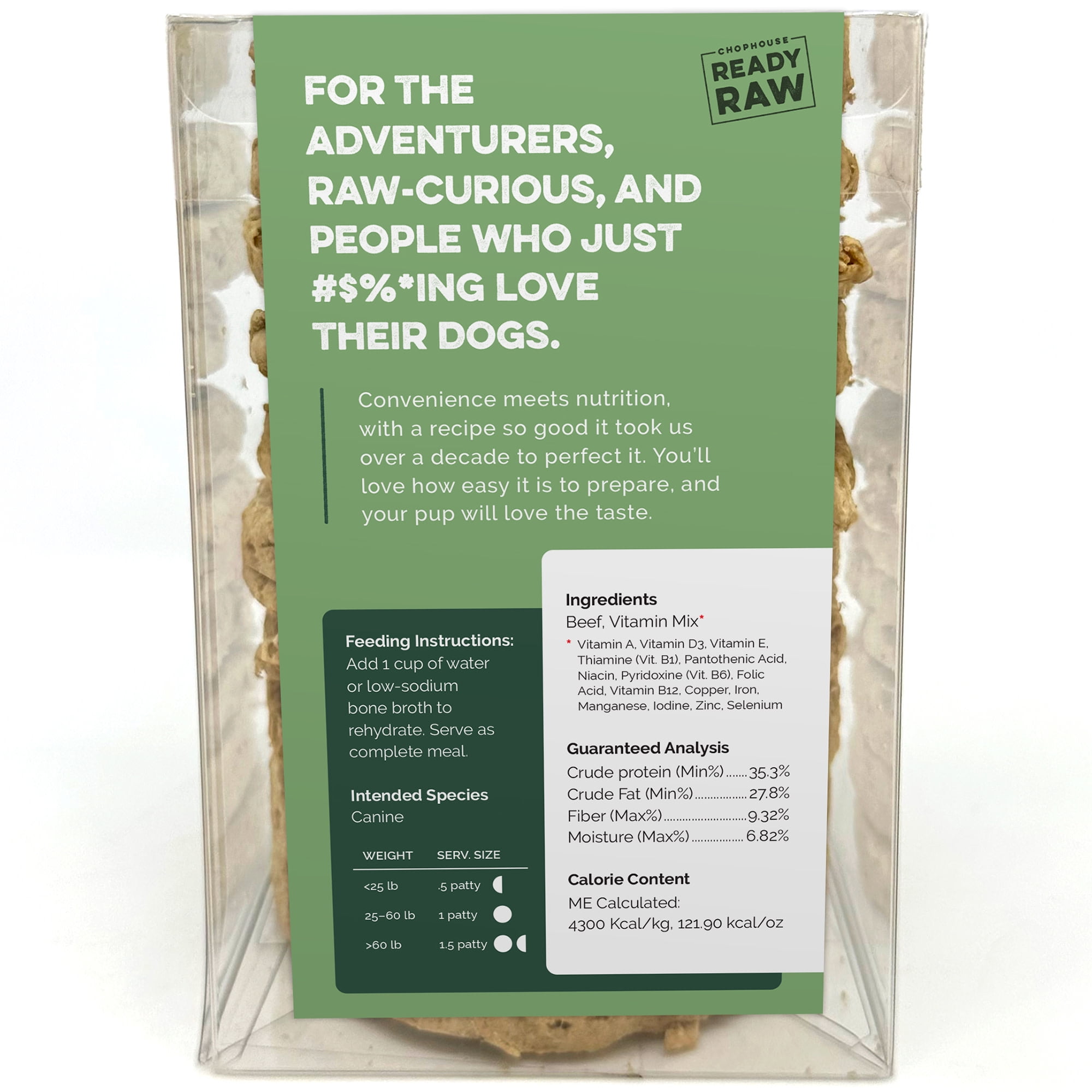 Scout & Zoe's: Chophouse Ready Raw - Beef - 9 Dog Food Freeze-Dried Patties, Limited Ingredient Complete Pet Meal, Rehydrated Meat Patty = 1lb Food
