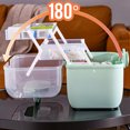 thumbnail image 3 of Pill Case with Handle Large 2-layers Drawer Family First Aid Kit Storage Box Household Multi-functional Plastic Container Home Green large, 3 of 9