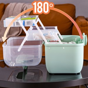 Cas de pilule avec poignée grande 2-layers Trousse de premiers soins pour la famille Tiroir Boîte de rangement Ménage Conteneur en plastique multifonctions