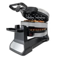 thumbnail image 1 of JS Gourmet - Máquina de gofres belga doble de 1400 W con rotación de 180°, bloqueo de mango seguro, indicador de luz roja, platos antiadherentes de 8 pulgadas y bandeja de goteo extraíble para una, 1 of 5