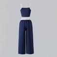thumbnail image 4 of Girls 2 Piece Formal Outfits Peplum Vest & Elastic Waist Pleated Wide Leg Pants Elegant Kids Clothes Blue Size 11-12 Years, 4 of 8