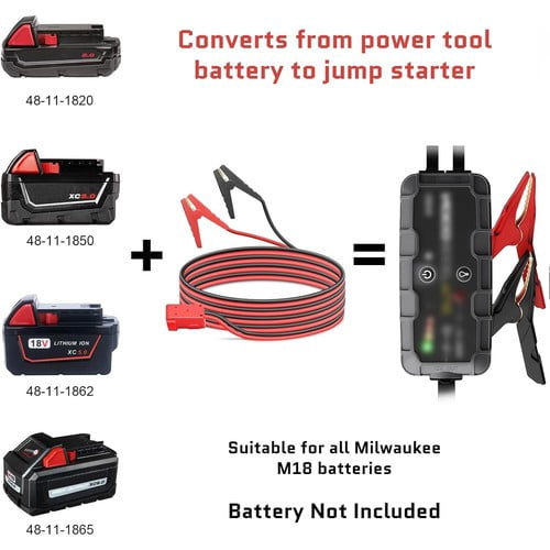 Jumper Cables with Alligator Clips for Milwaukee M18 for Starting Cars - 5.9FT