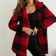 thumbnail image 5 of Fashion Plaid Jackets for Womens Winter Warm Coat Long Sleeve Plaid Faux Shearling Oversized Jacket, 5 of 8