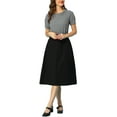 thumbnail image 2 of MODA NOVA Juniors 1950s Round Collar Short Sleeve Checked Tops Black XS, 2 of 5