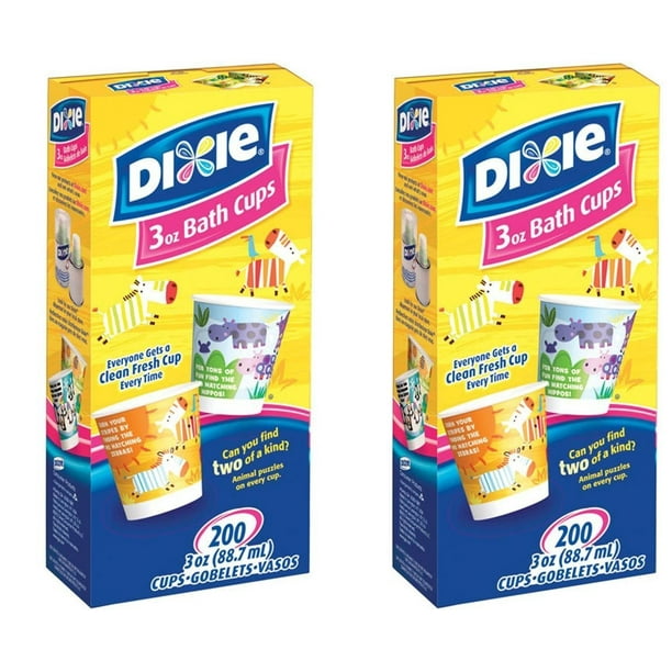 Dixie Bathroom Cups, 3 oz 200 ea, Assorted designs 2 Pack (400 Total