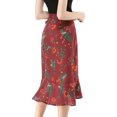 thumbnail image 5 of Women's Summer Boho Skirts Ruffle Flare Tie Waist High Low Floral Wrap Skirt (Size M / 10) Red, 5 of 7