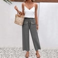 thumbnail image 2 of Linen Pants for Women with Elastic Waist and Drawstring, Solid Color Casual Trousers with Side Pockets for Daily Wear, 2 of 7