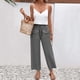 thumbnail image 2 of Pantalones Elásticos de Cintura para Mujeres Pantalones Largos de Cordón de Mezcla de Lino Sólido con Bolsillos Laterales Casual, Pantalones de Lino de Mujer con Bolsillos, 2 of 7