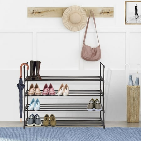 Yescom 4 Tier Shoe Rack Shelf 20 Pairs 35 7/16" x 11 5/8" x 29 1/2" Storage Organizer Metal Holder Stand Entryway