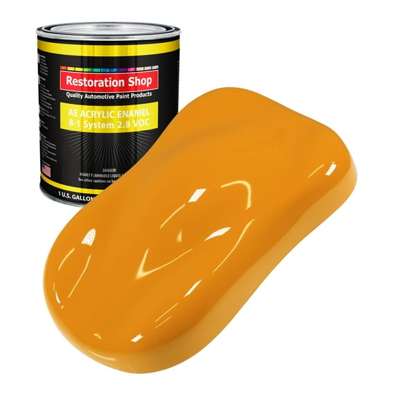 Restoration Shop School Bus Yellow Acrylic Enamel Auto Paint - Gallon Paint Color Only - Single Stage High Gloss