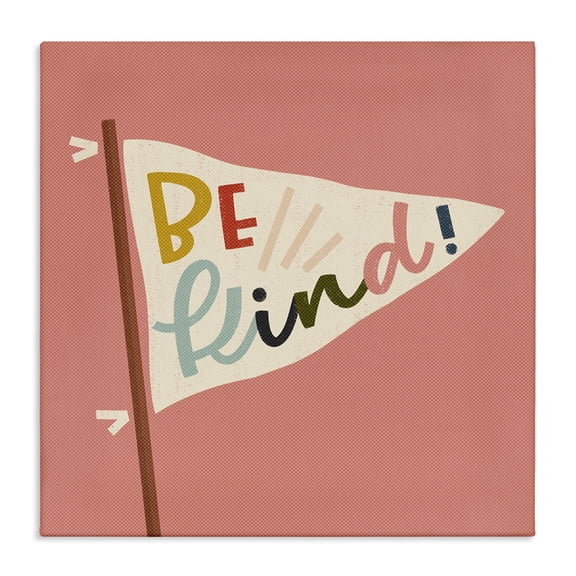 Stupell Industries Contemporary Be Kind Phrase on Flag Canvas Art, 17 x 17, by Sarah Hickman
