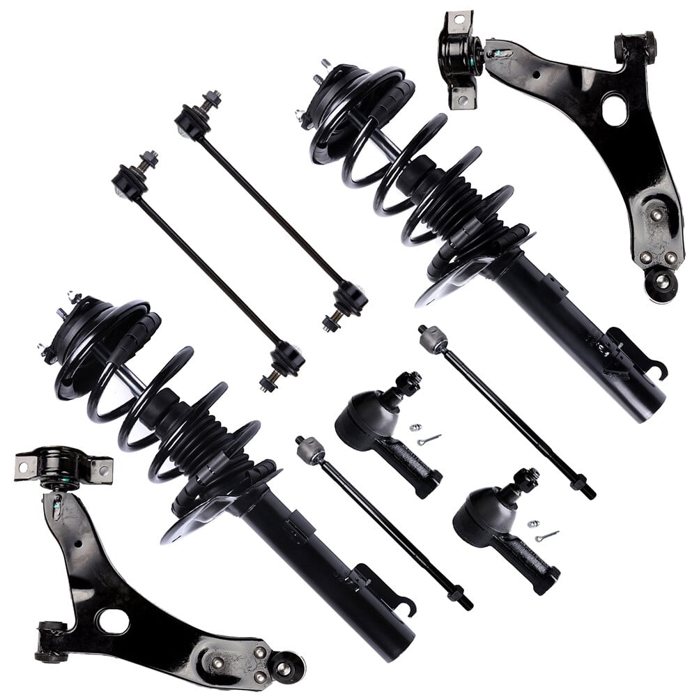 SCITOO Struts and Shock Front Pair Complete Strut Coil Spring Assembly Shocks Control Arm and Ball Joint Assembly Stabilizer Bar Link Tie Rod End fit 2006-2010 for Ford Focus