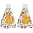 thumbnail image 2 of 1 Pcs Hanging Towels, Dish Towels Amazing Floral Art Fox On Beige Absorbent Hand Towels with Hanging Loop Washcloth for Bathroom Kitchen, 2 of 7