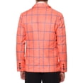 thumbnail image 3 of INSPIRE CHIC Plaid Blazers for Men's Contrasting Color Notch Lapel Two Button Sports Coat L Orange Red, 3 of 5