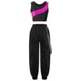 thumbnail image 2 of vastwit Kids Girls 2 Piece Outfits Rhinestones Crop Tops with Cargo Pants Streetwear Jazz Hip Hop Hot Pink 12, 2 of 7
