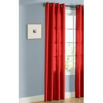 2 PANEL MIRA  SOLID RED SEMI SHEER WINDOW FAUX SILK ANTIQUE BRONZE GROMMETS CURTAIN DRAPES 55 WIDE X 108" LENGTH