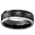 thumbnail image 2 of Multiple Skull 8MM Beveled Edge Brush Black 2 Tone Tungsten Men Ring, 2 of 2