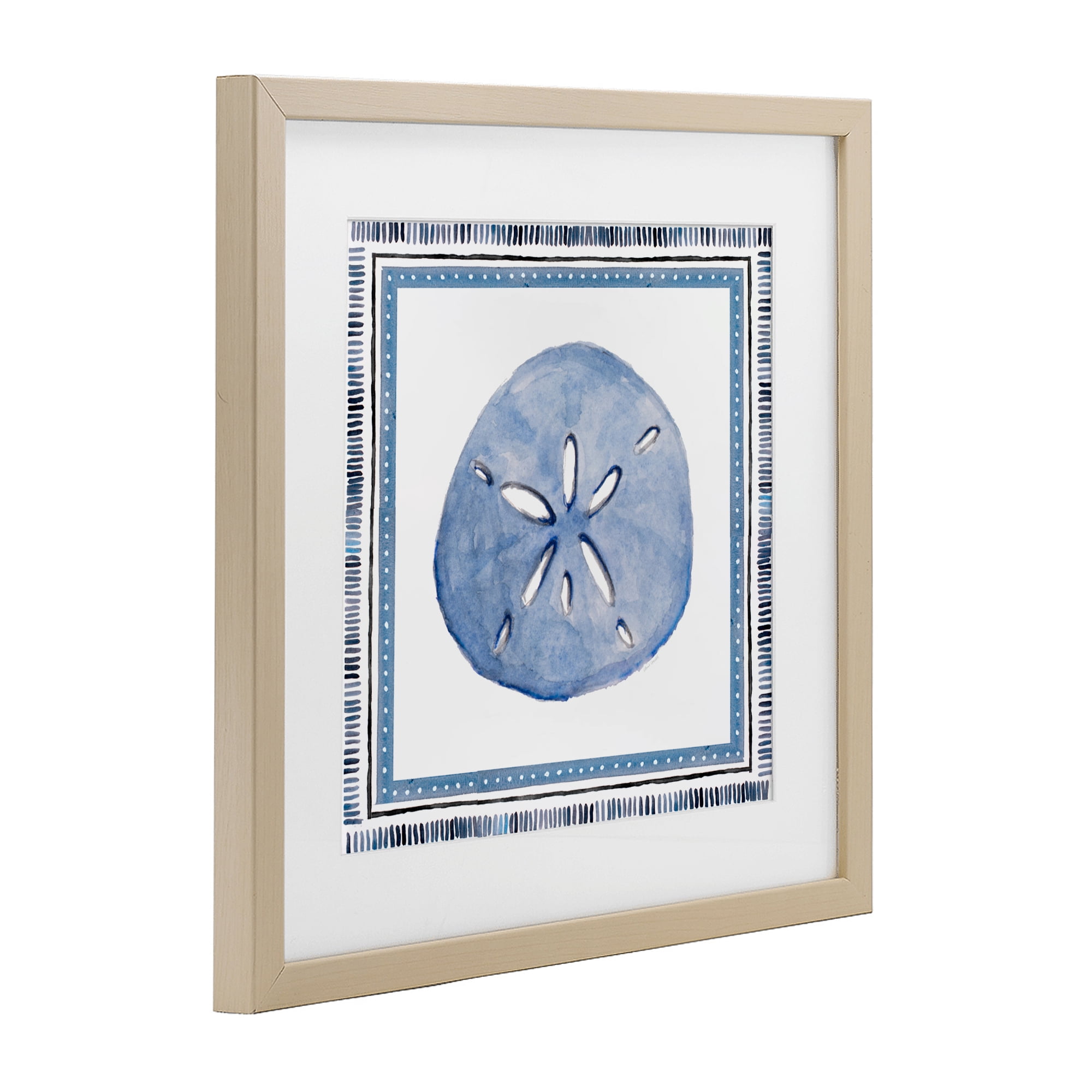 Stupell Industries Blue Bordered Sand Dollar Birch Framed Print Under Glass, design by Lanie Loreth
