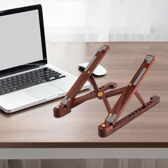 Soporte para computadora portátil, Soporte para computadora portátil, Ligero, Plegable, Ajustable en 8 Alturas, Soporte para Tableta de computadora de Marron oscuro Hugo Soporte para portátil