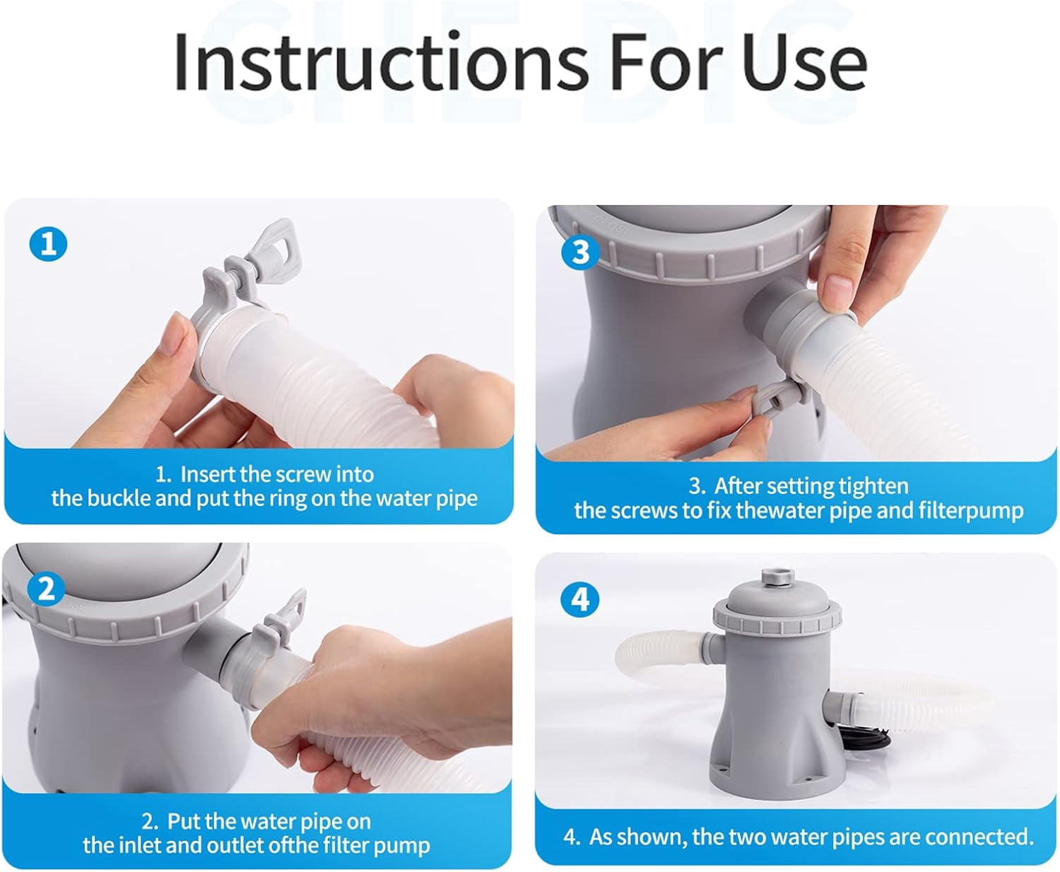 Above Ground Pool Filter Pump 330GPH - Dual-Cartridge System with Replaceable Filters, ConnectCreating a steady flow of clean, clear, and hygienic water in your swimming pool.