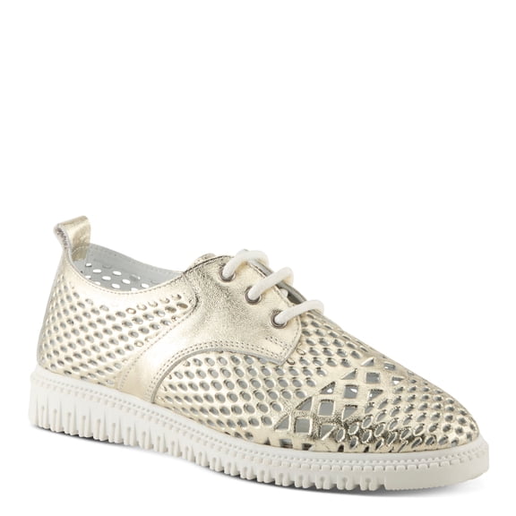 Spring Step Women's Mulan Lace-up Leather Sneaker – Perforated Design with Removable Insoles