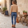 thumbnail image 7 of Leidass Womens Cropped Blend Stand Collar Jacket Long Sleeve Button Front Solid Color Casual Short Outerwear for Fall Winter Daily Wear Khaki L, 7 of 7