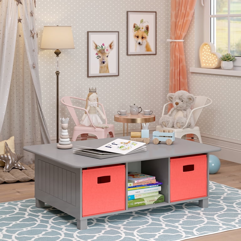 RiverRidge Set Di 2 Contenitori Pieghevoli In Tessuto Per Bambini - Medie Dimensioni 26,7x26,7x12,7 Cm (LxPxA) - Ceste Organizer Per Giocattoli, Pannolini, Scarpe - Colore Rosso