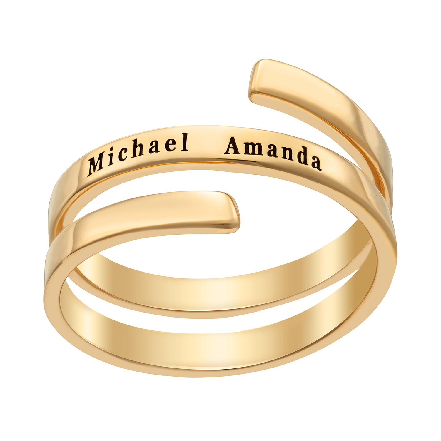 Personalized Planet Jewelry Personalized Women S Sterling Silver Or Gold Over Silver Engraved Double Name Bypass Ring Walmart Com Walmart Com