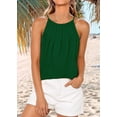 thumbnail image 5 of Womens Pleated Tank Tops Spaghetti Strap Camisole Halter Tops Curved Hem Fashion 2025 Green M, 5 of 9