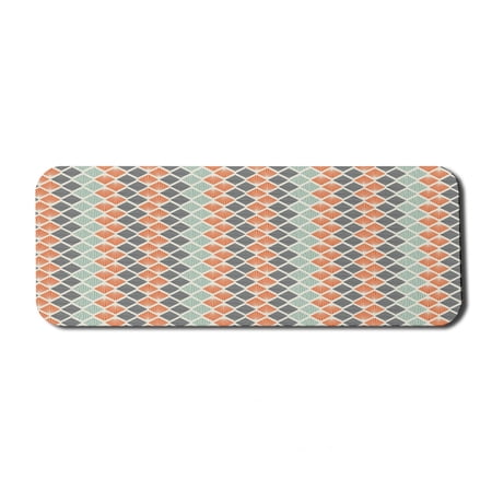Geometric Computer Mouse Pad  Square Shapes with Lines Rhombus Geometric Design Elements  Rectangle Non-Slip Rubber Mousepad Large  31  x 12  Gaming Size  Grey Almond Green  by Ambesonne