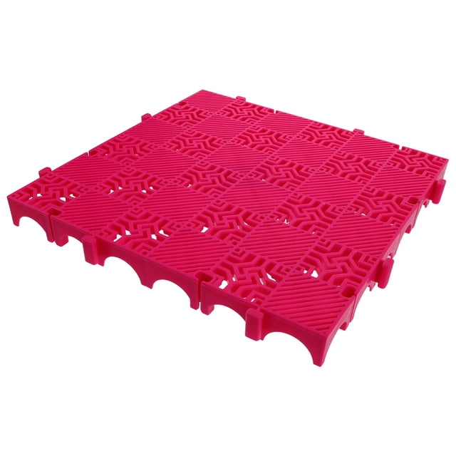 Raindrops Plastic Modular Garage Floor Tiles Rosy Interlocking Drainage Mat for Car Wash Area
